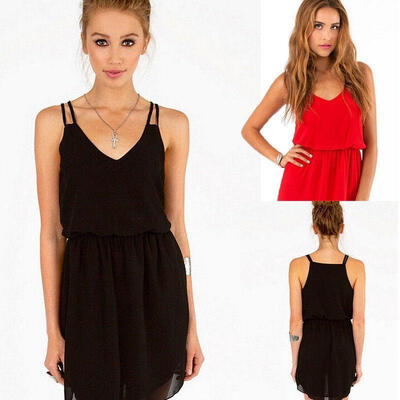

Women Summer Sleeveless Floral Evening Party Cocktail Beach Short Mini Dress