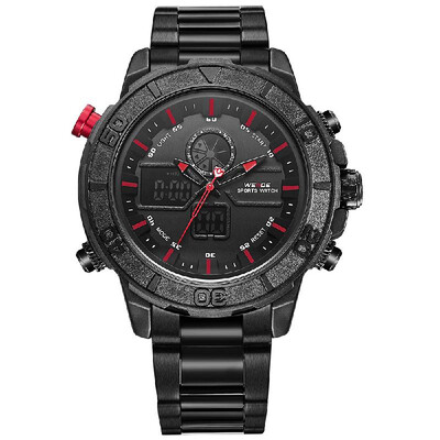 

WEIDE WH6108 Dual Display Quartz Digital Luminous Men Watch Sports 3ATM Waterproof Big Dial Large Face Stopwatch Timer Week Alarm
