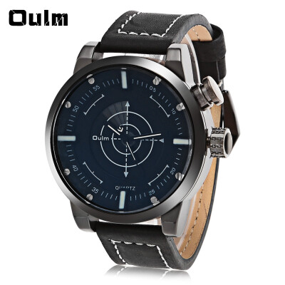 

Oulm 3558 LED Scanning Leather Band Men Double Movt Watch