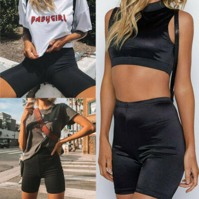 

New Women Over Knee Length Cotton Plain Shorts Dance Cycling Active Gym Leggings