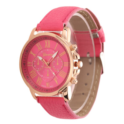 

2015 New Luxury Bracelet Geneva Roman Faux Leather Analog Quartz Wristwatch