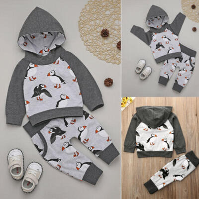 

US Toddler Baby Girls Bird Hoodies Top Pant Trouser Tracksuit 2Pcs Set Outfits