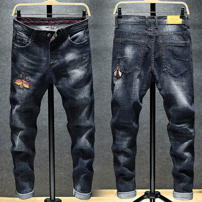 

Gobestart Fashion Mens Casual Personality Printing Slim Fit Denim Jeans Pants