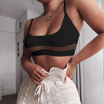 

Womens Ladies Non-Wired Seamless Fitness Bras Sports Casual Mesh Crop Tops Vest