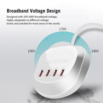 

WLX-T3 Smart Multi-port USB Fast Charger Portable Four Ports Quick Charge Multiple Protection For Mobile Phones Laptops