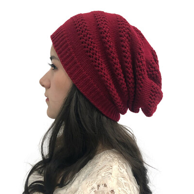 

Tailored Women Fashion Outdoor Solid Splice Hats Hollow Crochet Knit Holey Beanie Cap