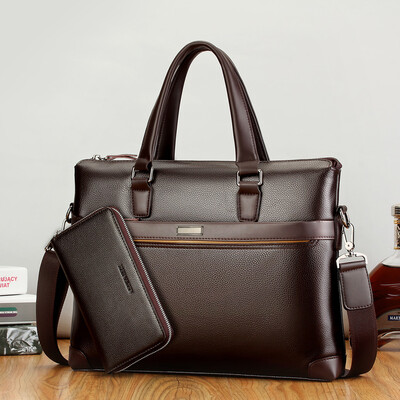 

Tailored Men Handbag Briefcase Shoulder Computer Business Bag Top Quality Wallet Set