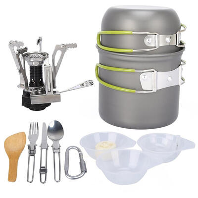 

Outdoor Camping Tableware Set Aluminium Picnic Travel Tools for 1-2 Person