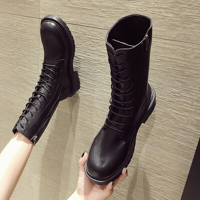 

Motorcycle Martin Boots New British Style Bright Leather Rough heel&Handsome Shoe Trend in Autumn in Europe&America