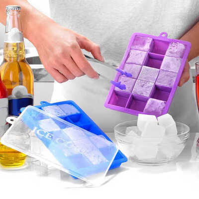 

15 24holes Square Ice Cubes Making Box with Lids Fruit Puree Jelly Molds Home Kitchen Fridge Drinking Jelly Pudding Making Tool