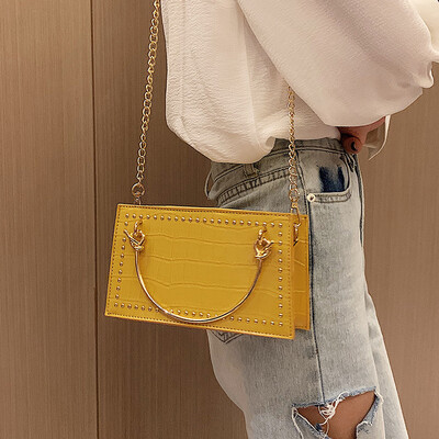 

Small bag female 2019 new Korean fashion crocodile pattern texture portable wild chain shoulder slung small square bag