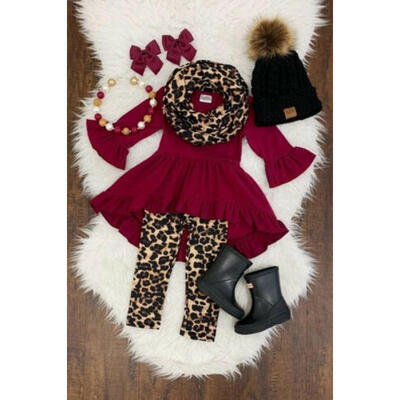 

Baby Girl Leopard Outfits Top T-shirtPants Set Toddler Autumn Clothes Tracksuit