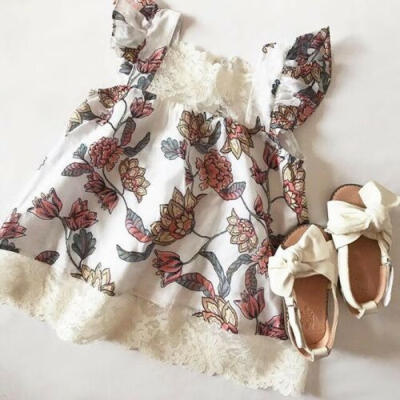 

Summer Kids Baby Girls Lace Flower Party Pageant Princess Gown Dress Sundress