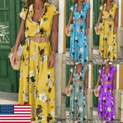 

Plus Size Lady Long Sleeve Floral Boho Women Party Bodycon Maxi Dress Clothing