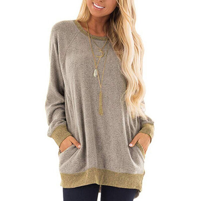 

Kpop Pullover Autumn Winter Sweatshirt O-Neck Pocket Long Sleeve Pullover Casual Loose Sweatshirt Fashion Wild Tops