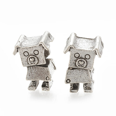 

Alloy European Beads Large Hole Beads Robot Antique Silver 13x9x8mm Hole 45mm