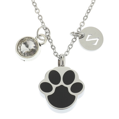 

Pet Dog Cat Necklace for Ashes Dog Paw Heart Memorial Keepsake Pendant Necklace Jewelry Always in my heart