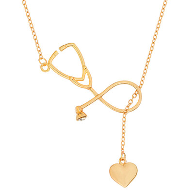 

Fashion Women Stethoscope Heart Pendant Necklace Doctor Nurse Jewelry Love Gift