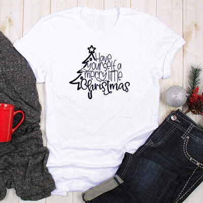 

Tailored Womens Christmas Letter Printed Short Sleeve T-Shirt Tops Blouse