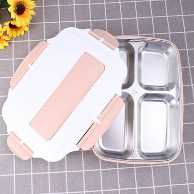

Stainless Steel Lunch Box 4 Grids School Office Insulation Food Container Bento Box Include Spoon Chopsticks