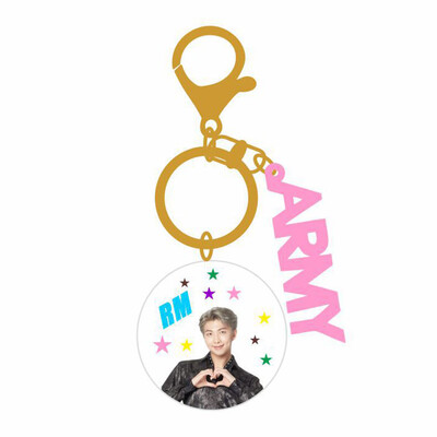 

BTS Creative Acrylic Keychain Double-sided Color Printing Letters Round Card Pendant Key Rings ARMY Hot Gift