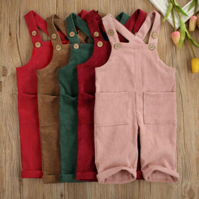 

UK Toddler Kid Baby Boy Girl Corduroy Romper Jumpsuit Bib Pants Overalls Clothes