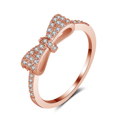 

Crystal Bowknot Ring Party Engagement Wedding Jewelry Ring For Fashion Women