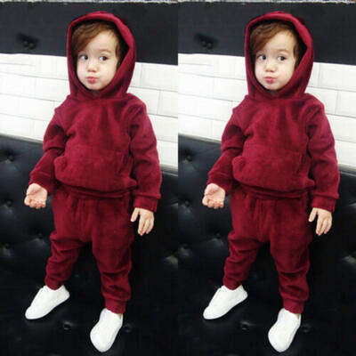 

2PCS Toddler Baby Girl Winter Clothes Set Velvet Hoodie Tops Pants Warm Outfits