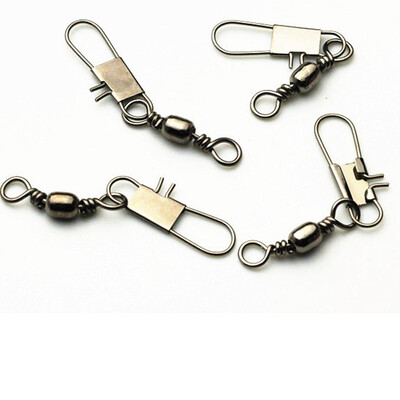 

50PCS Fishing Connector Pin Bearing Rolling Swivel Ring wSnap Stainless Steel