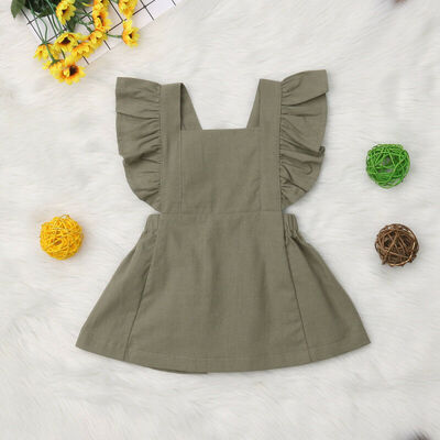 

Newborn Kids Baby Girls Summer Solid Color Ruffle Sleeve Party Dress Clothes Casual Sundress