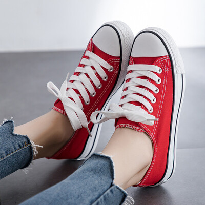 

2019 fall new version of the Korean version of small white canvas shoes womens shoes flat soles students cloth shoes black b