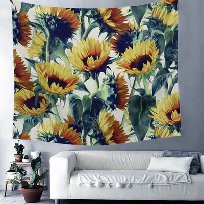 

Sunflowers Printing Wall Decorative Tapestry Home Wall Hanging Beach Throw Towels Floral Wall Blanket