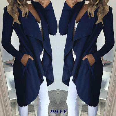 

Winter Women´s Long Warm Jacket Ladies French Style Trench Waterfall Coat -2XL