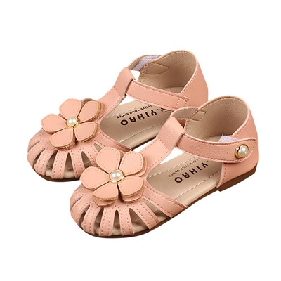 

Summer Children Infant Girls Flower Hollow Pearl Sandals Princess Casual Shoes