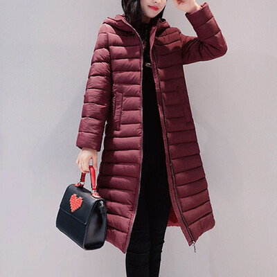 

Toponeto Women Winter Warm Thick Outerwear Zip Coat Slim Cotton-padded Long Jacket