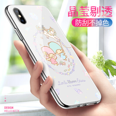 

Hello Kitty iPhone8 plus7Plus Mobile Shell Apple 8plus Cartoon Cover All Inclusive Transparent Silicone Anti-fall Soft Shell Happy Katie