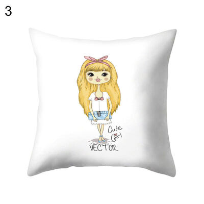 

Lovely Cartoon Girl Pillow Case Cushion Cover Sofa Bed Car Cafe Office Decor