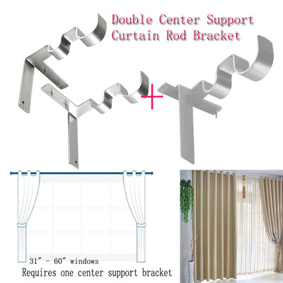 

Gobestart Hang Double Center Support Curtain Rod Bracket Into Window Frame Rod Bracket