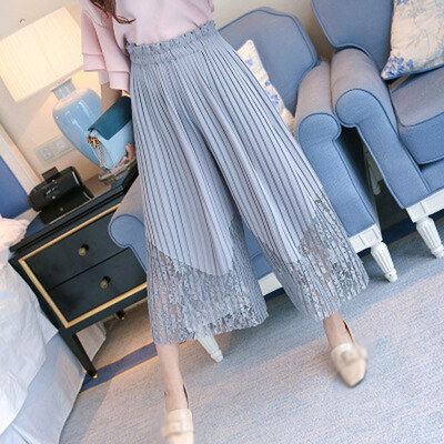 

Fashion High Waist Pleated Wide Leg Pants Casual Loose Flare Trousers For Women