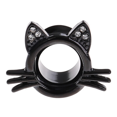 

1 Pair 6-25mm Stainless Steel Diamond Cat Style Ear Tunnels Plugs Expander Ear Piercing Flesh Tunnel