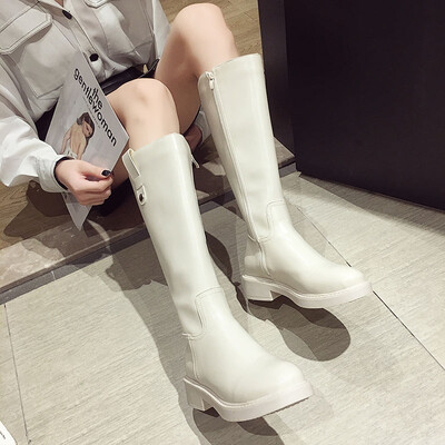 

Retro boots women autumn English wind net red thin boots side zipper boots fashion thick riding boots