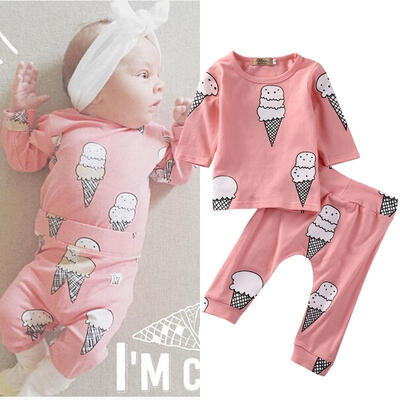 

2PCS Toddler Infant Baby Girls Long Sleeve T-shirt Pants Outfits Set Tracksuit