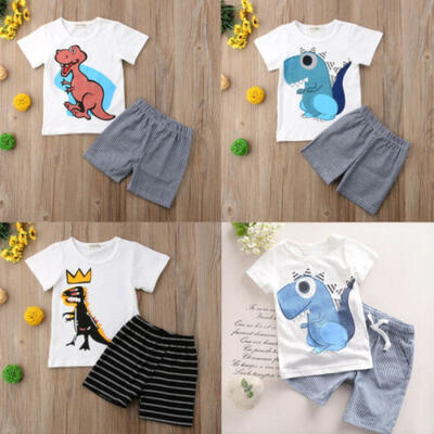 

US Kids Baby Boys Dinosaur Clothes Outfits Set Boys Outfit Top T-Shirt Shorts
