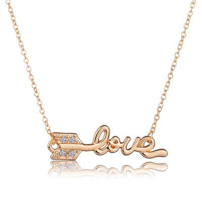 

Fashon Gold Arrow Pendant Necklace For Women Shinning Rhinestone Romantic Alloy Material Trendy Jewelry Female Wedding Jewelry