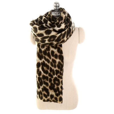 

New Fashion Women Scarf Leopard Print Long Wool Shawl Faux Cashmere Scarves Pashmina Neckerchief