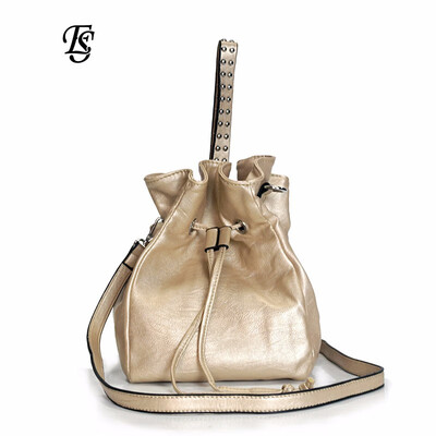 

ESHUNFA Bucket Bag 2019 New Fashion Lady Handbag Drawstring Drawstring Shoulder Messenger Bag ES8216 4326