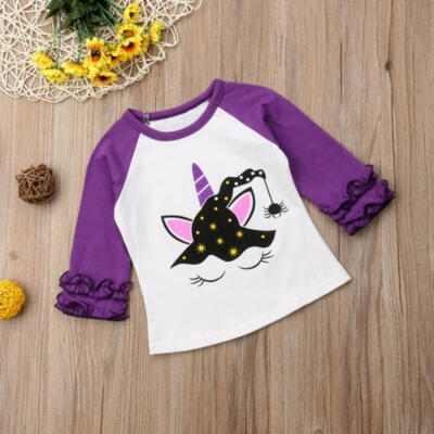 

Halloween Newborn Toddler Kids Baby Girl Unicorn Cotton Tops T-shirt Tee Clothes