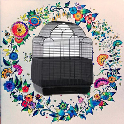 

〖Follure〗Bird Cage Seed Catcher Seeds Guard Parrot Mesh Net Cover Stretchy Shell