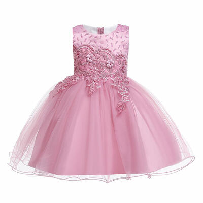 

Girls Flower Decor Dress Sleeveless O-neck Children Princess Swing Dresses