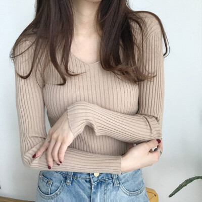 

Womens V Neck Sweater Twist Knot Long Sleeve Oversized Casual Pullover Jumper